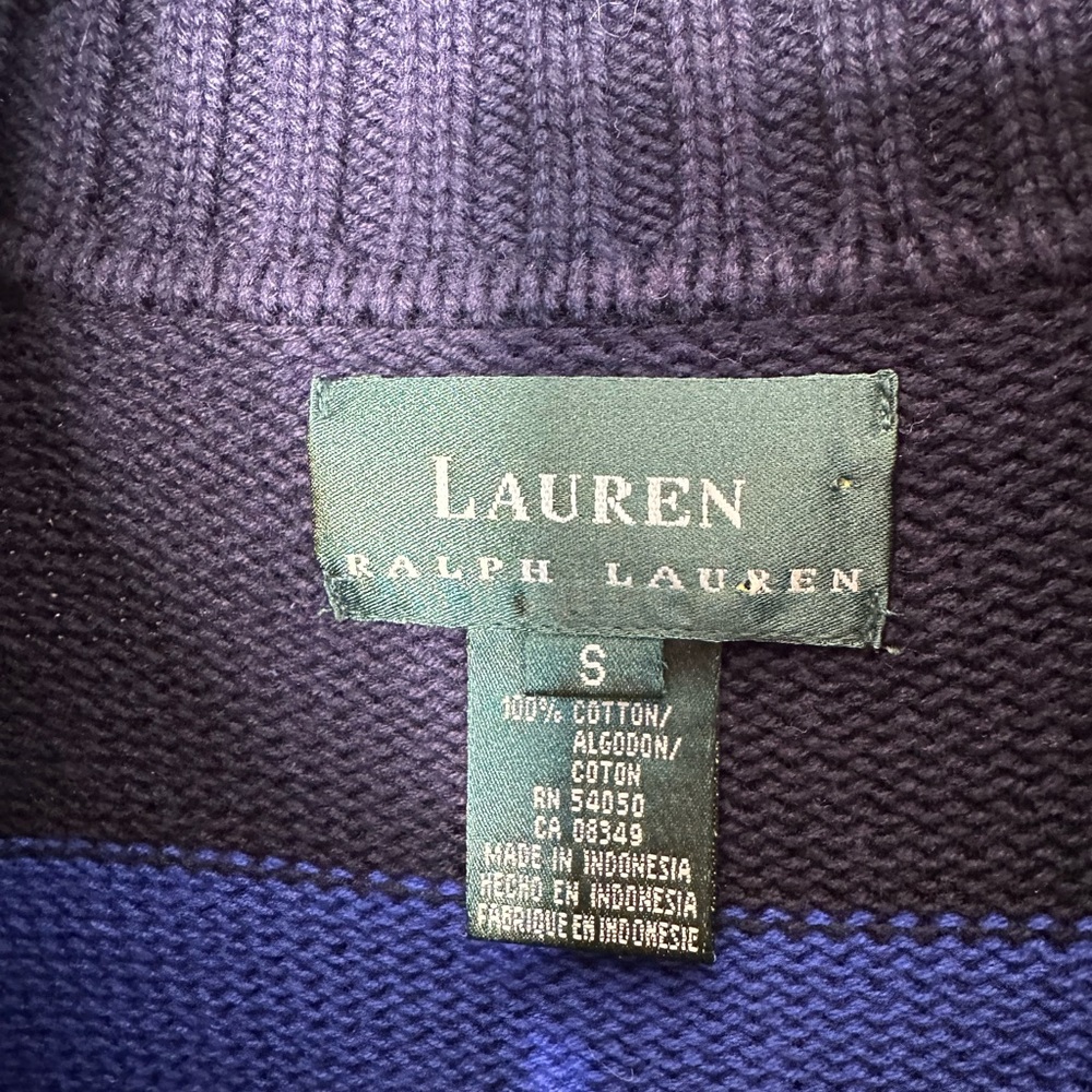 Vintage Lauren Ralph Lauren Striped 1/4 Zip Sweater Embroidered Oversized Preppy - Picture 8 of 8